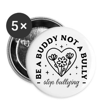 Lutte contre le harcèlement scolaire - Lot de 5 grands badges (56 mm) - blanc - Devant