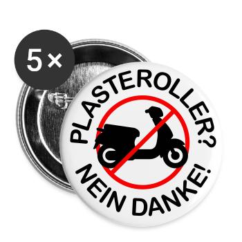Plasteroller? Nein Danke! (2-farbig) - Buttons groß 56 mm (5er Pack) - Weiß - Vorne