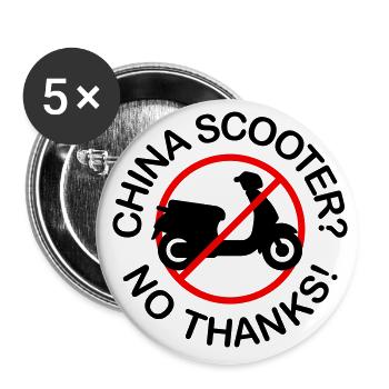 China Scooter? No Thanks! (2-farbig) - Buttons groß 56 mm (5er Pack) - Weiß - Vorne