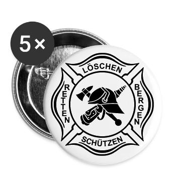 Feuerwehr Logo Kreuz 1 Umriss - Buttons groß 56 mm (5er Pack) - Weiß - Vorne