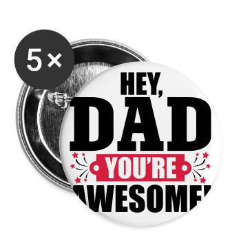 Papa awesome - Lot de 5 grands badges (56 mm) - blanc - Devant