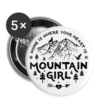 Mountain Girl black - Buttons groß 56 mm (5er Pack) - Weiß - Vorne