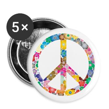 Peace Flower Cadeau d’idée - Lot de 5 grands badges (56 mm) - blanc - Devant