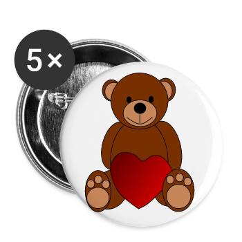 Teddy Bär Herz Bärchen Valentinstag Geschenk Liebe - Buttons groß 56 mm (5er Pack) - Weiß - Vorne