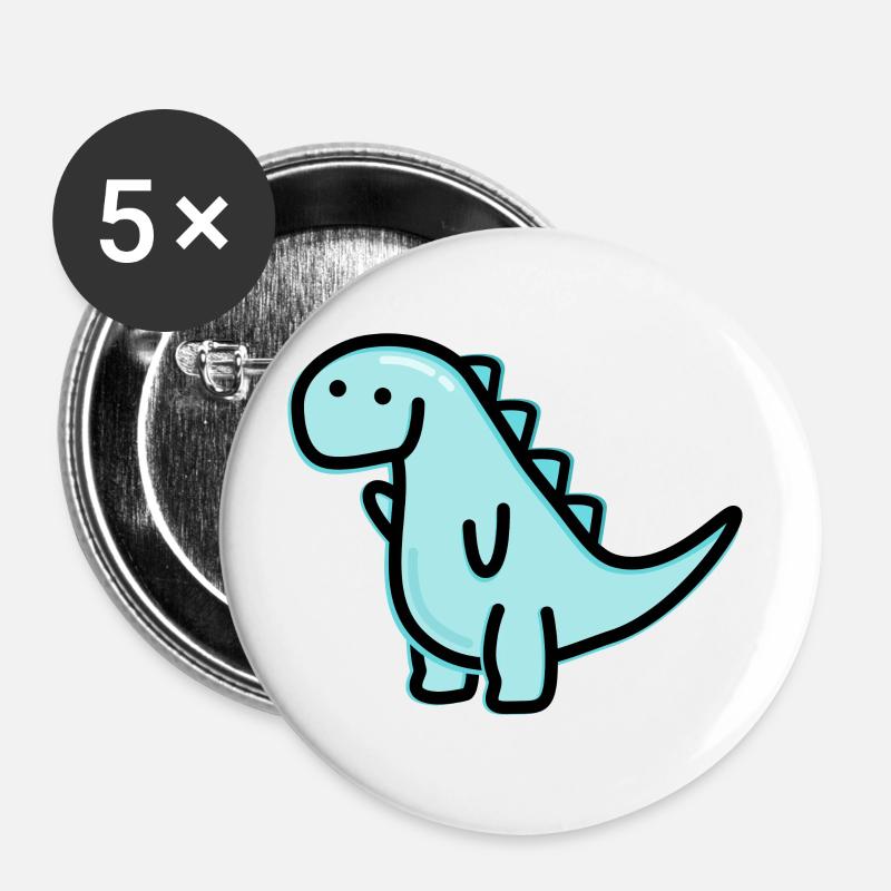 Cute Dino - Buttons large 2.2''/56 mm (5-pack) - white