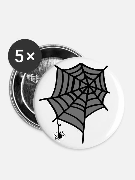 Spinnennetz Insekt - Buttons groß 56 mm (5er Pack) - Weiß