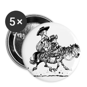 Thelwell 'Two Cowboys' - Buttons large 2.2''/56 mm (5-pack) - white - Front