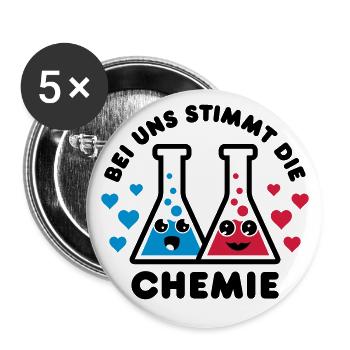 Gute Chemie - Buttons groß 56 mm (5er Pack) - Weiß - Vorne