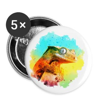 Crested Gecko Reptile Keeper Eidechse Aquarell Des - Buttons groß 56 mm (5er Pack) - Weiß - Vorne