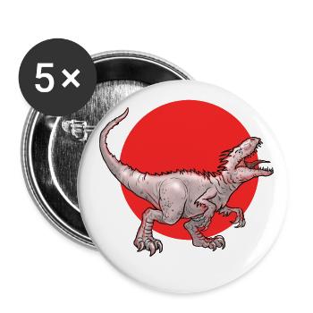 Dino shirt. Dinosaur Raptor Dominosaurus. - Buttons large 2.2''/56 mm (5-pack) - white - Front