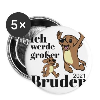 Ich werde grosser Bruder 2021 - Buttons groß 56 mm (5er Pack) - Weiß - Vorne
