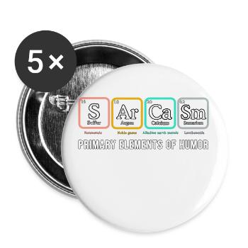 Sarcasm Shirt SArCaSm Principaux éléments de l'humour - Lot de 5 grands badges (56 mm) - blanc - Devant