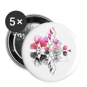 Flowers Design Motif Geometric - Buttons large 2.2''/56 mm (5-pack) - white - Front