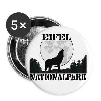 Eifel Nationalpark Wolf , Geschenk Natur Shirt - Buttons groß 56 mm (5er Pack) - Weiß - Vorne