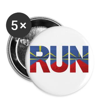 Run île de la Réunion drapeau - Lot de 5 grands badges (56 mm) - blanc - Devant