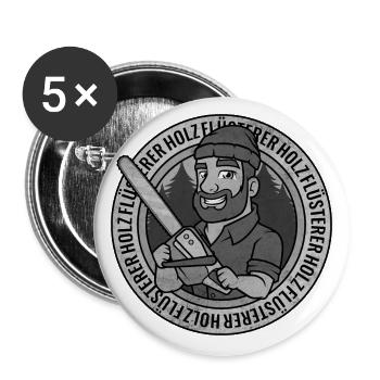 Holzflüsterer Holz Flüsterer Holzfäller Kettensäge - Buttons groß 56 mm (5er Pack) - Weiß - Vorne