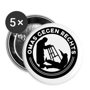 Omas gegen Rechts - Buttons groß 56 mm (5er Pack) - Weiß - Vorne