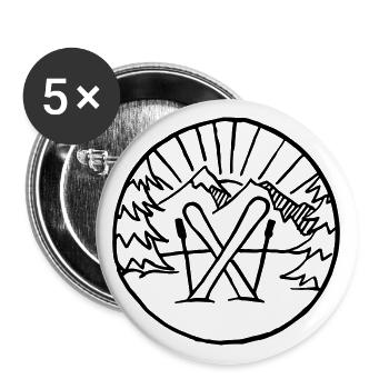 Skiing winter snow gift - Buttons large 2.2''/56 mm (5-pack) - white - Front