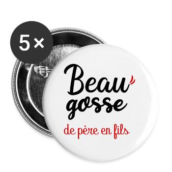 Beau gosse de père en fils cadeau homme garçon ado - Lot de 5 grands badges (56 mm) - blanc - Devant