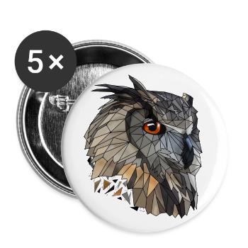 Coole Low Poly Eule | Geometrisch | Dreiecke - Buttons groß 56 mm (5er Pack) - Weiß - Vorne