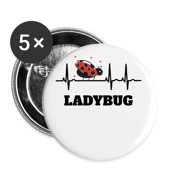 Marienkäfer Marienkäfer EKG Geschenkidee - Buttons groß 56 mm (5er Pack) - Weiß - Vorne