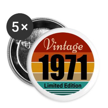 vintage 1971 - Buttons large 2.2''/56 mm (5-pack) - white - Front