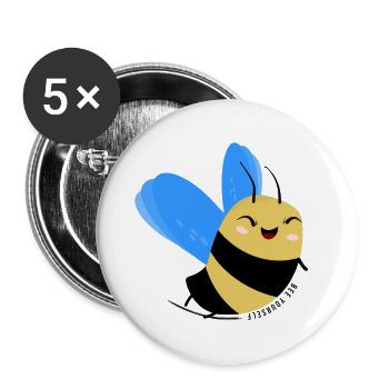 Funny Bee: Bee Yourself - Buttons groß 56 mm (5er Pack) - Weiß - Vorne