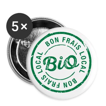 Bon, frais, Bio ! produits bio et locaux - Lot de 5 grands badges (56 mm) - blanc - Devant