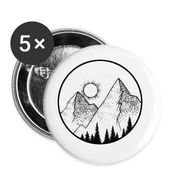 Mountain logo - mountain passion - climbing - Buttons large 2.2''/56 mm (5-pack) - white - Front