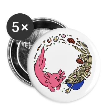 Ramen Axolotl - Buttons large 2.2''/56 mm (5-pack) - white - Front