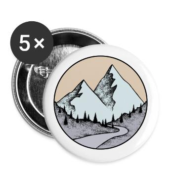 drawing mountain landscape - Buttons large 2.2''/56 mm (5-pack) - white - Front