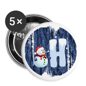 snowman h - Buttons large 2.2''/56 mm (5-pack) - white - Front