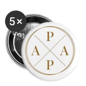 Papa Vater Vatertag - Buttons groß 56 mm (5er Pack) - Weiß - Vorne