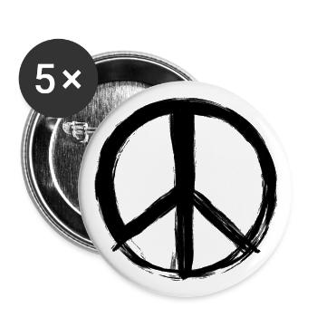 Peacezeichen Frieden Symbol Friedenszeichen - Buttons groß 56 mm (5er Pack) - Weiß - Vorne