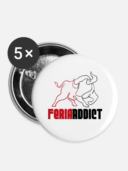 Feria-süchtig - Buttons groß 56 mm (5er Pack) - Weiß
