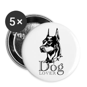 Dog lover - cadeau pour propriétaire de chien - Lot de 5 grands badges (56 mm) - blanc - Devant