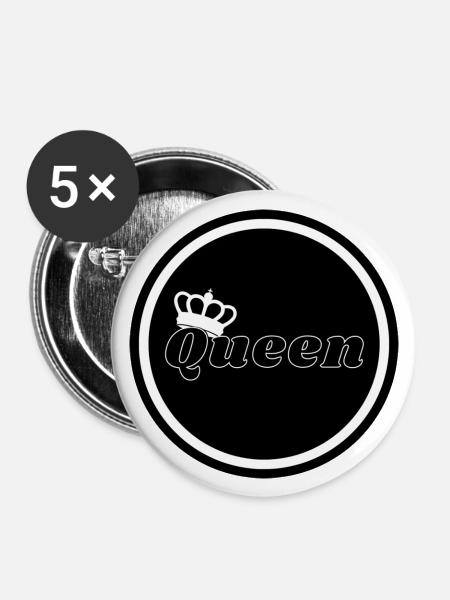 Queen - Buttons groß 56 mm (5er Pack) - Weiß
