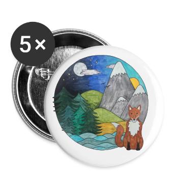 Landschaft Fuchs Outdoor Naturliebhaber - Buttons groß 56 mm (5er Pack) - Weiß - Vorne