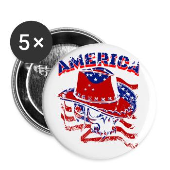 A Beautiful Cowboy Skull with US Flag Design - Buttons large 2.2''/56 mm (5-pack) - white - Front