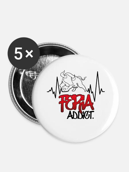 Feria-süchtiger Herzschlag - Buttons groß 56 mm (5er Pack) - Weiß