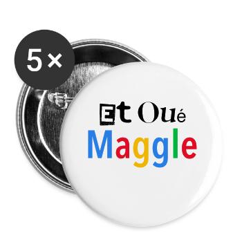 Et oué maggle - Lot de 5 grands badges (56 mm) - blanc - Devant