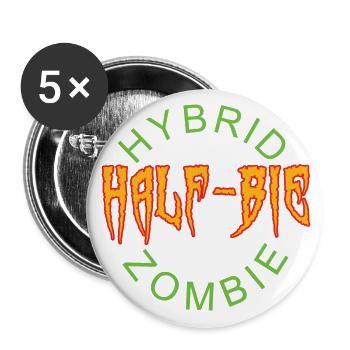 Half-Bie Hybrid Zombie - Half Human Half Zombie 2. - Buttons large 2.2''/56 mm (5-pack) - white - Front
