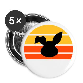 Rabbit's head with bent ear in front of a half sun - Buttons large 2.2''/56 mm (5-pack) - white - Front