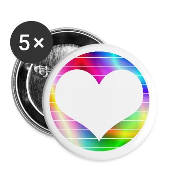 Rainbow Heart Love LGBT - Lot de 5 grands badges (56 mm) - blanc - Devant