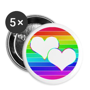 Rainbow 2 entwined hearts - Buttons large 2.2''/56 mm (5-pack) - white - Front