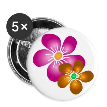 bouquet de fleurs coloré fleurs vrille florale floral - Lot de 5 grands badges (56 mm) - blanc - Devant