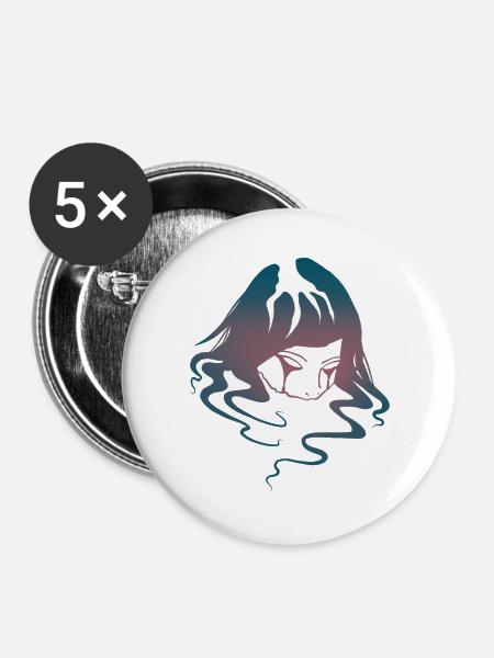 Frauengesicht im Wasser - Buttons groß 56 mm (5er Pack) - Weiß