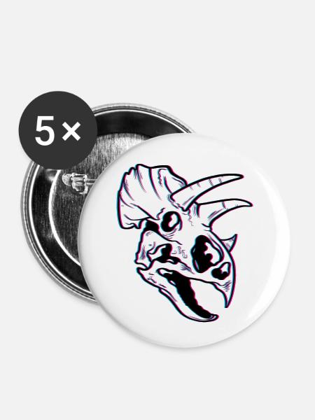 Triceratops verschwommener Effekt - Buttons groß 56 mm (5er Pack) - Weiß
