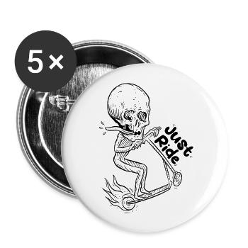 Just ride old school trottirider - Buttons large 2.2''/56 mm (5-pack) - white - Front