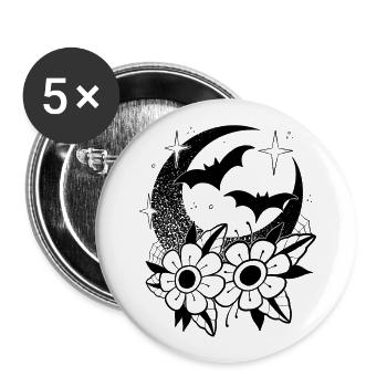 Halloween flash tattoo style - Lot de 5 grands badges (56 mm) - blanc - Devant